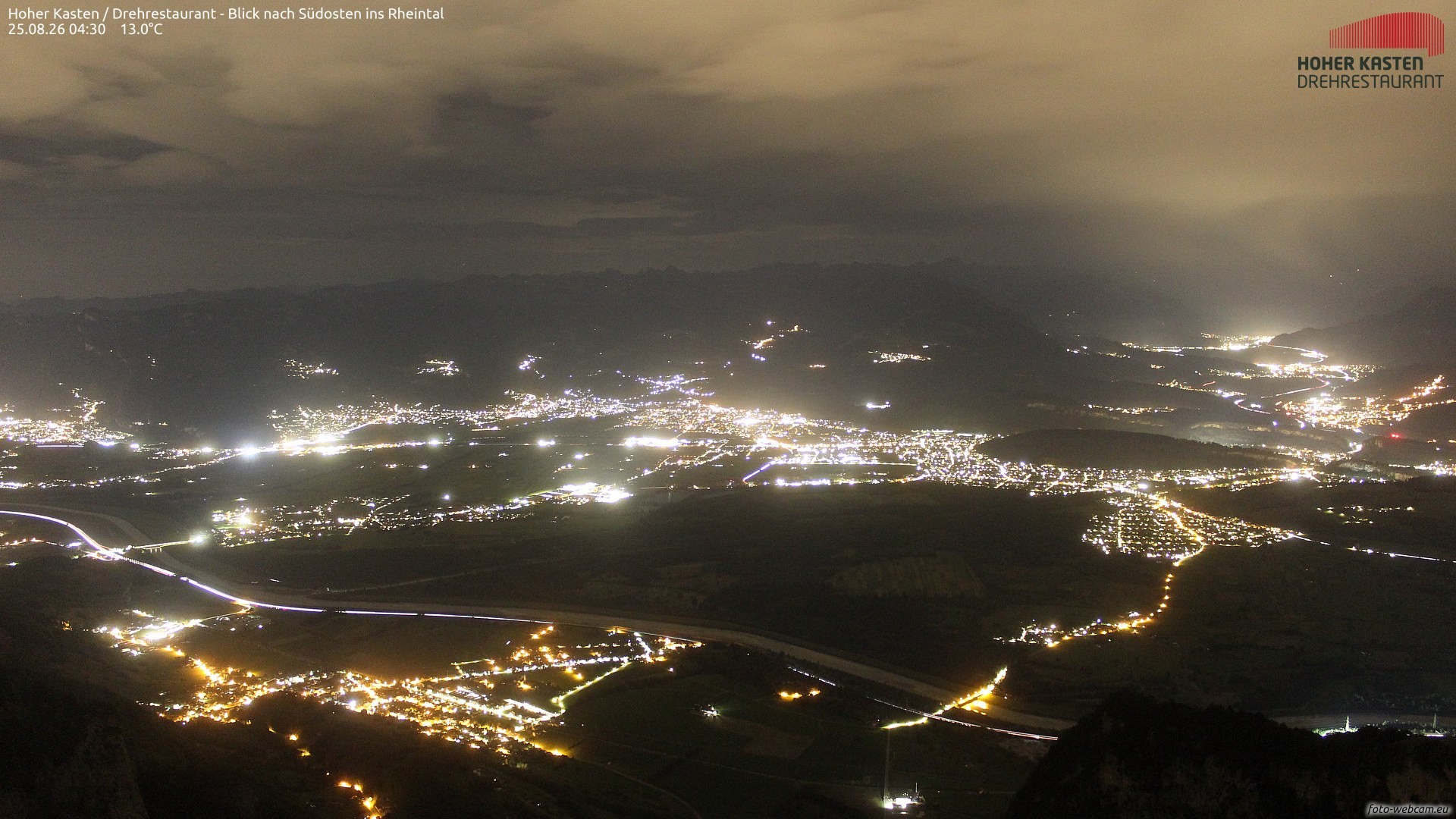 Archiv Foto Webcam Hoher Kasten - Blick ins Rheintal
