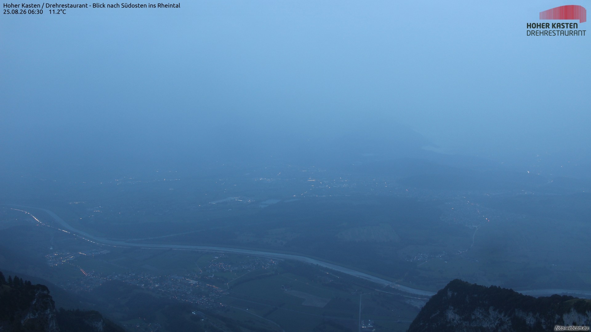 Archiv Foto Webcam Hoher Kasten - Blick ins Rheintal
