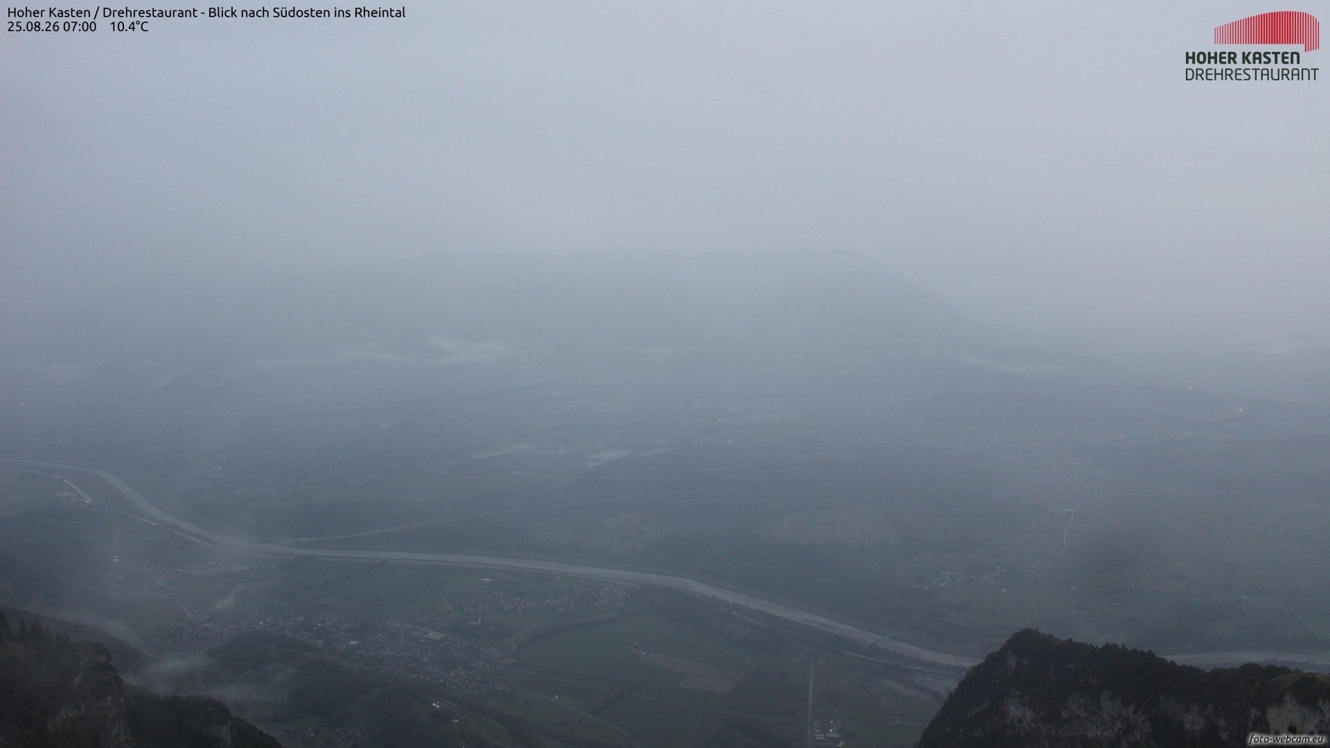 Archiv Foto Webcam Hoher Kasten - Blick ins Rheintal