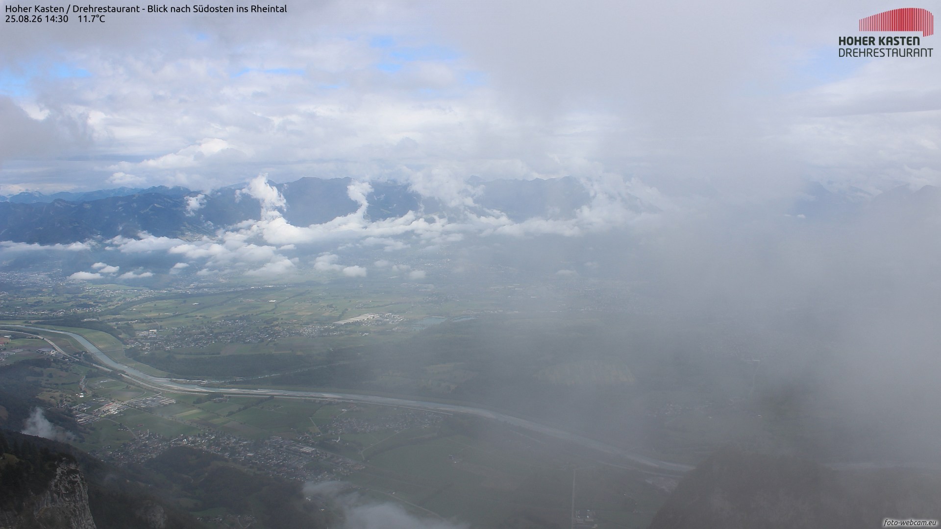 Archiv Foto Webcam Hoher Kasten - Blick ins Rheintal