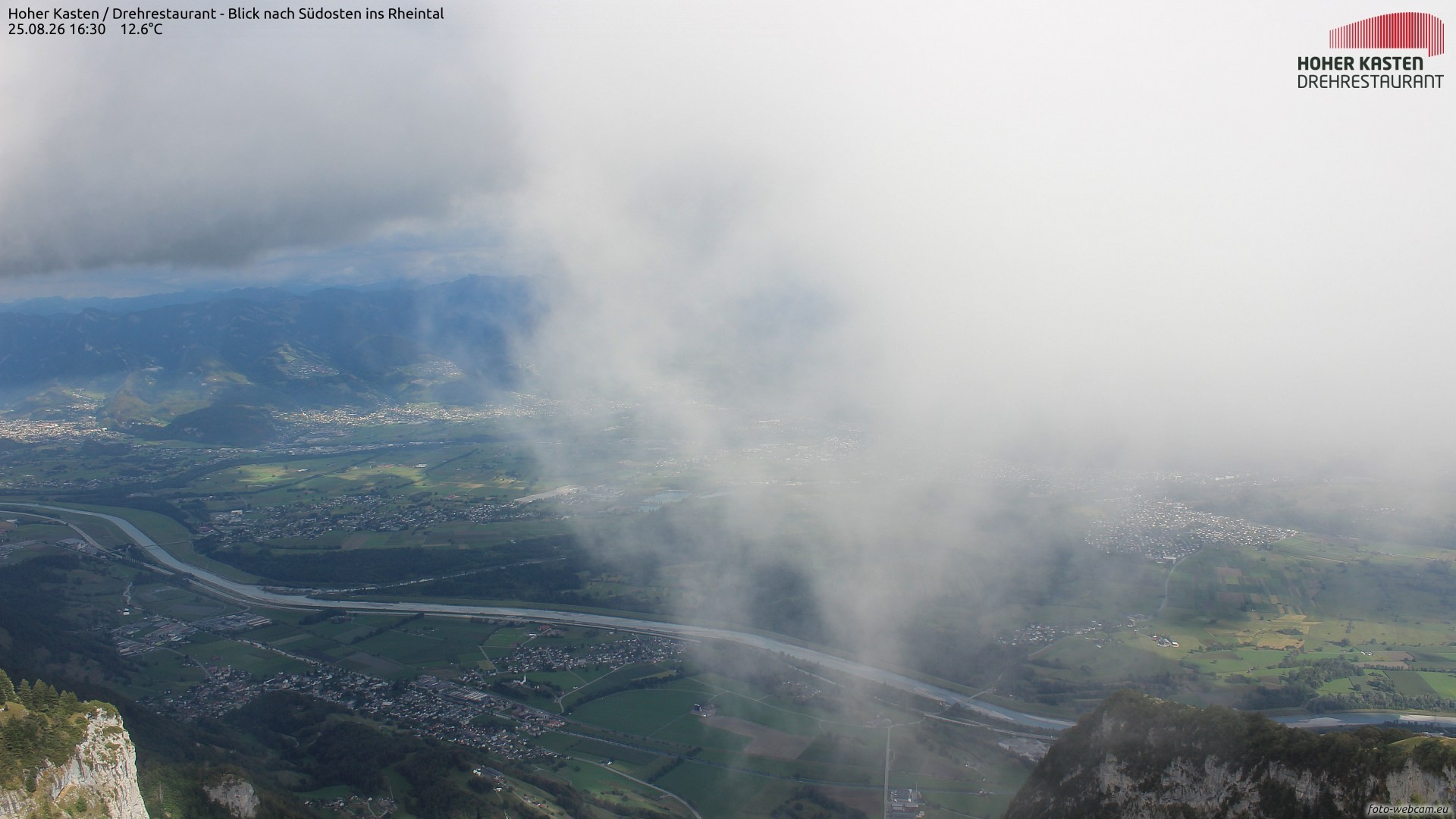 Archiv Foto Webcam Hoher Kasten - Blick ins Rheintal