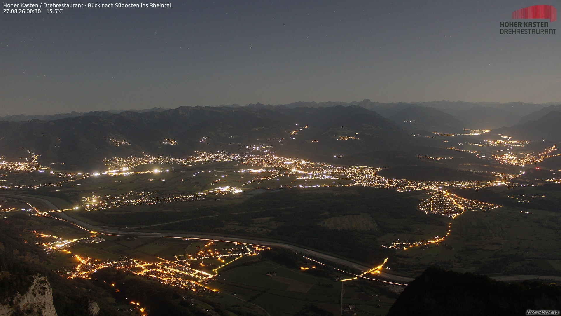 Archiv Foto Webcam Hoher Kasten - Blick ins Rheintal
