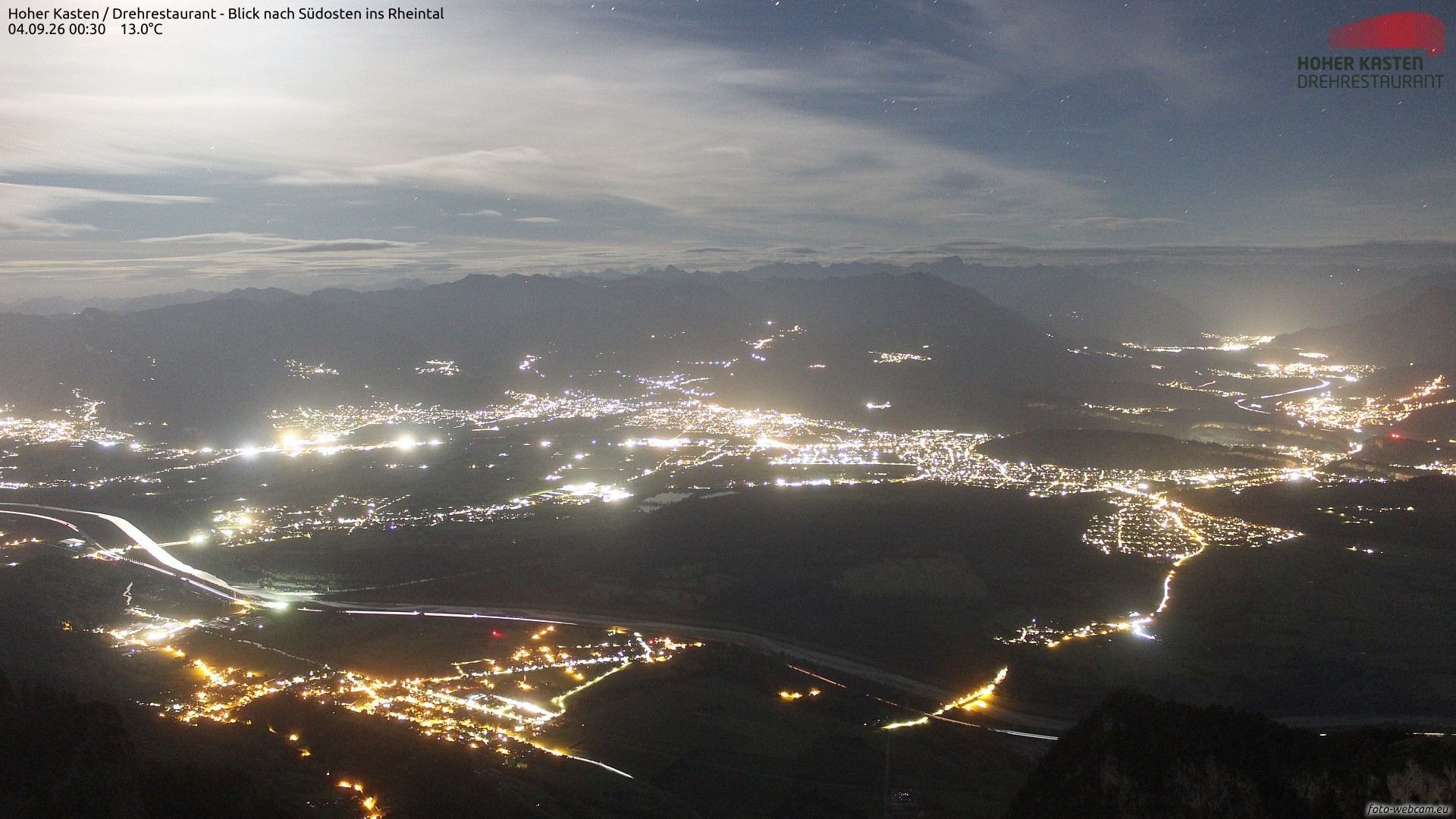 Archiv Foto Webcam Hoher Kasten - Blick ins Rheintal
