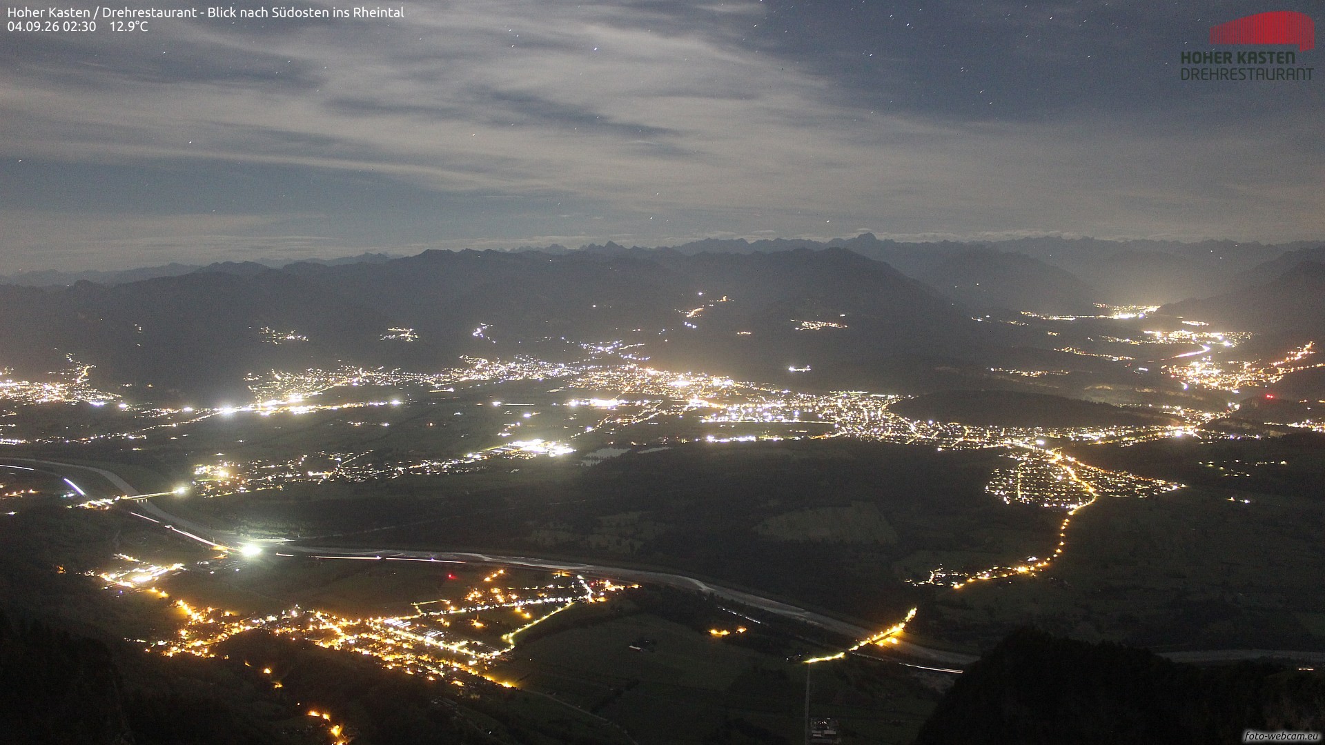 Archiv Foto Webcam Hoher Kasten - Blick ins Rheintal