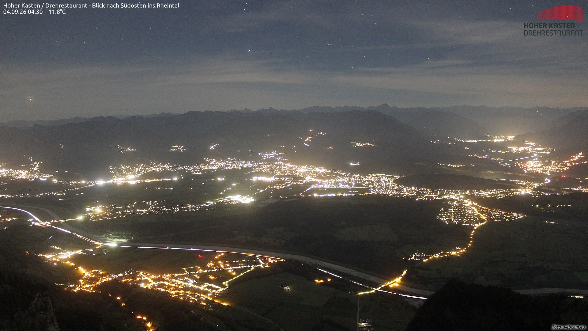 Archiv Foto Webcam Hoher Kasten - Blick ins Rheintal