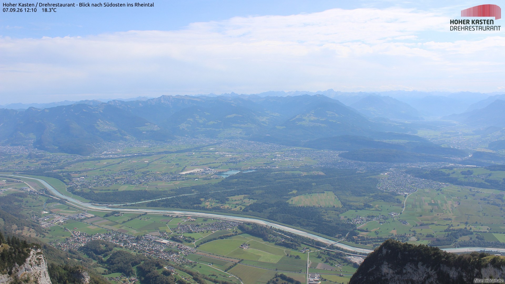 Archiv Foto Webcam Hoher Kasten - Blick ins Rheintal