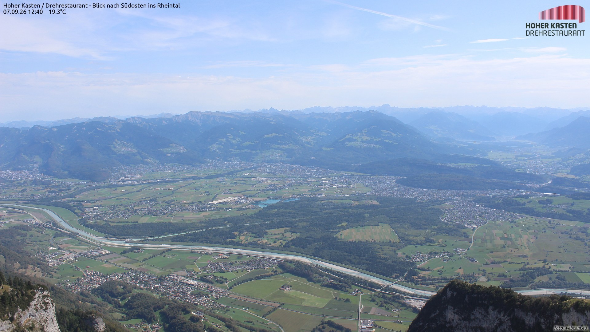 Archiv Foto Webcam Hoher Kasten - Blick ins Rheintal