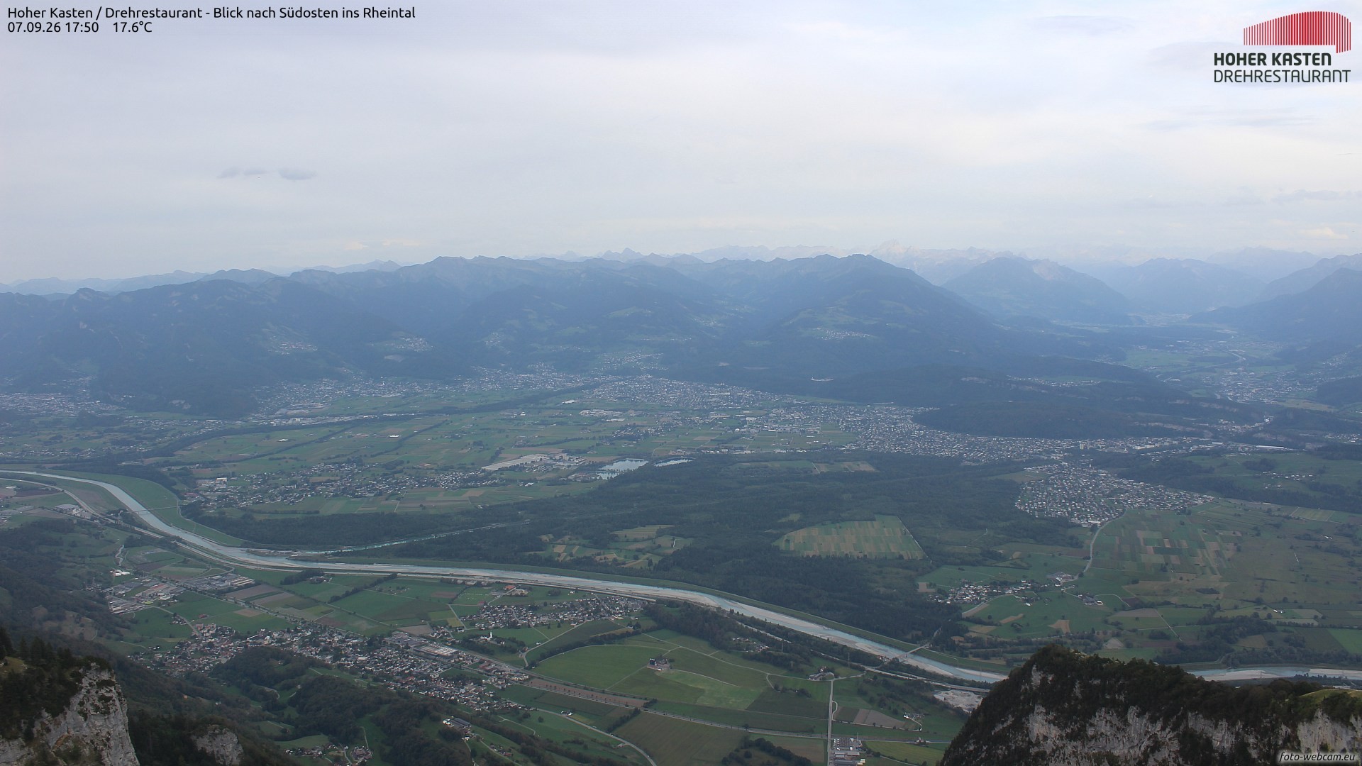Archiv Foto Webcam Hoher Kasten - Blick ins Rheintal