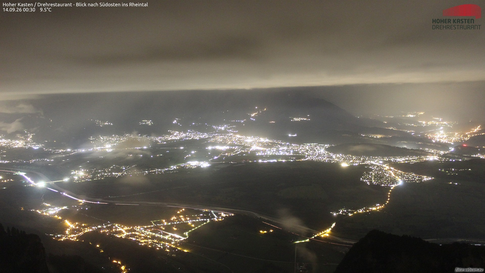Archiv Foto Webcam Hoher Kasten - Blick ins Rheintal