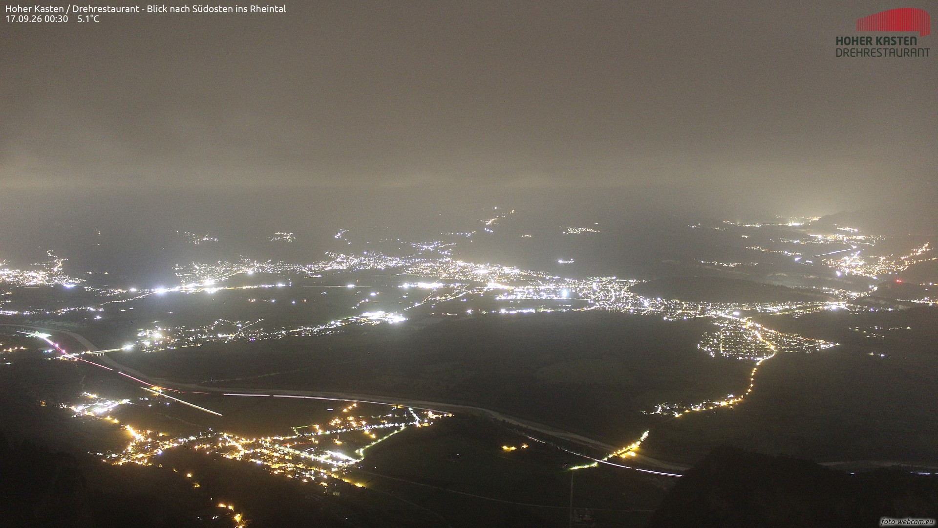 Archiv Foto Webcam Hoher Kasten - Blick ins Rheintal