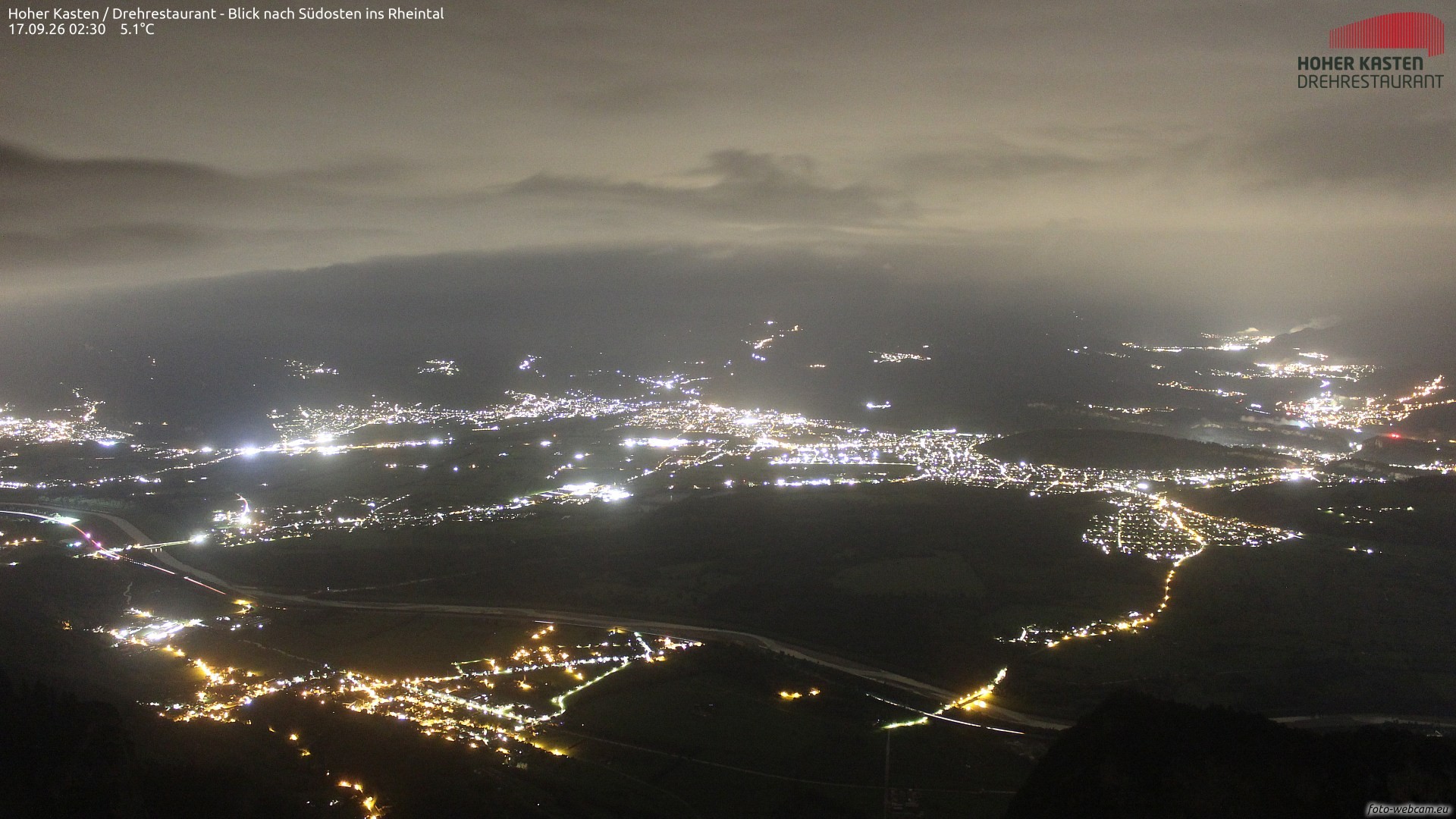 Archiv Foto Webcam Hoher Kasten - Blick ins Rheintal