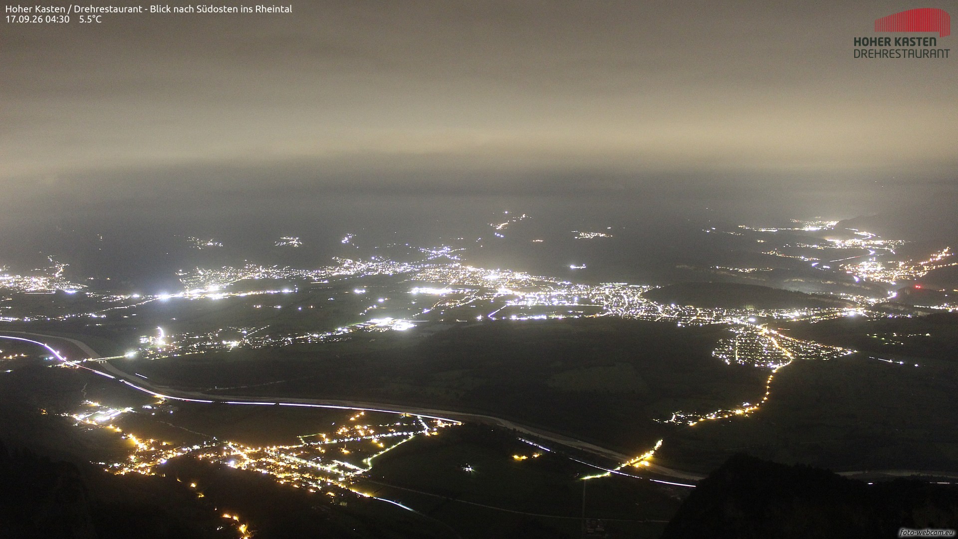 Archiv Foto Webcam Hoher Kasten - Blick ins Rheintal
