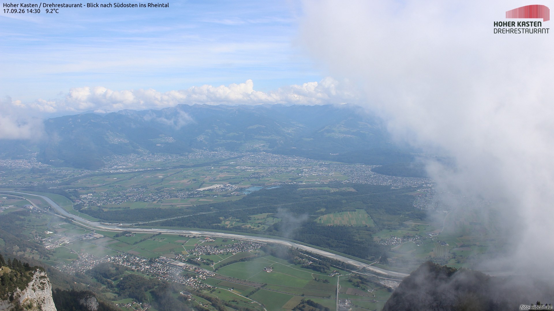 Archiv Foto Webcam Hoher Kasten - Blick ins Rheintal