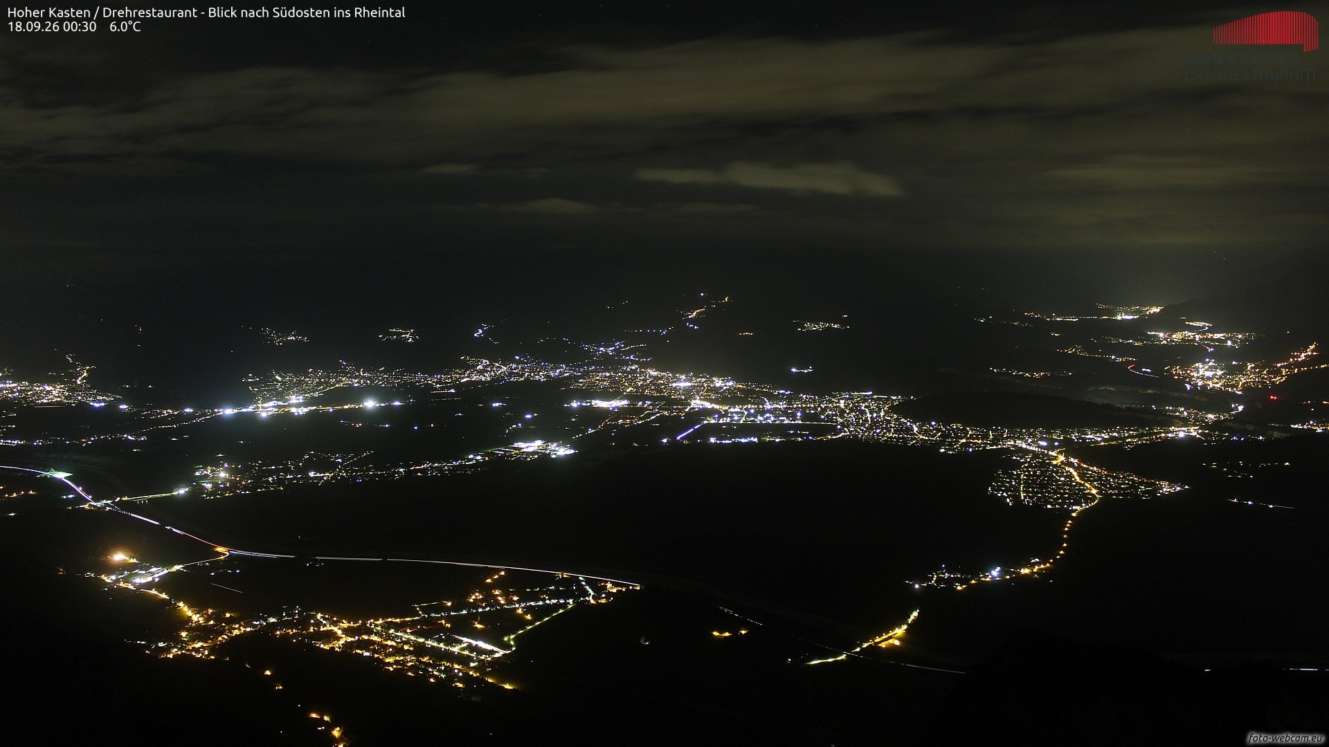 Archiv Foto Webcam Hoher Kasten - Blick ins Rheintal