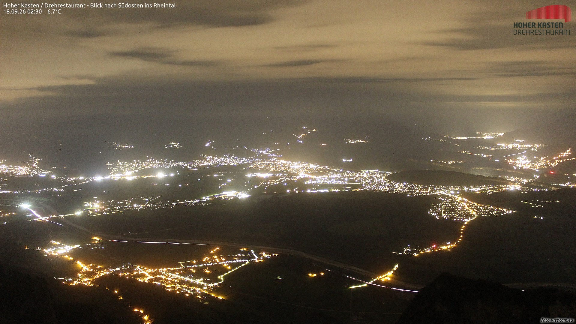 Archiv Foto Webcam Hoher Kasten - Blick ins Rheintal