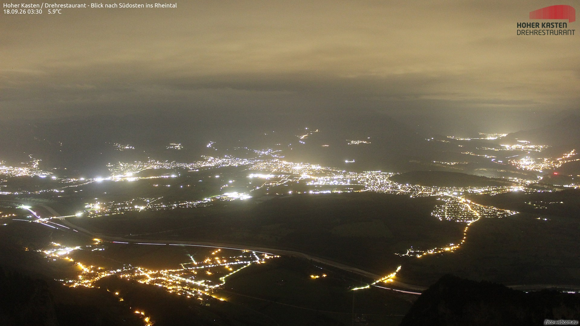 Archiv Foto Webcam Hoher Kasten - Blick ins Rheintal