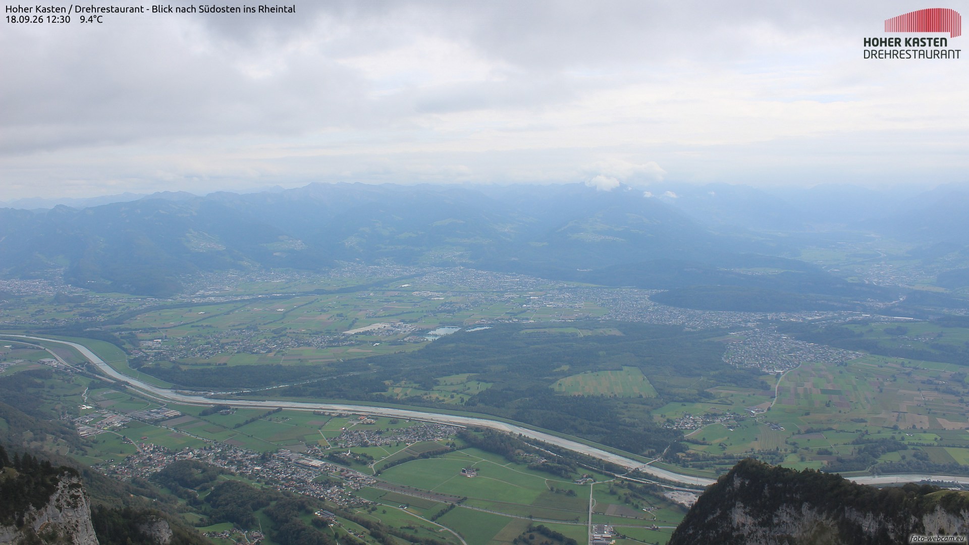 Archiv Foto Webcam Hoher Kasten - Blick ins Rheintal