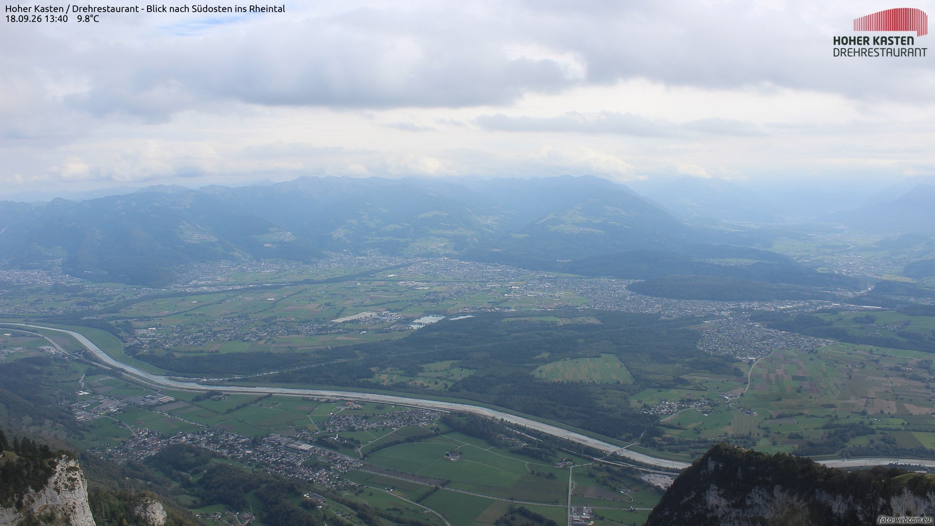 Archiv Foto Webcam Hoher Kasten - Blick ins Rheintal