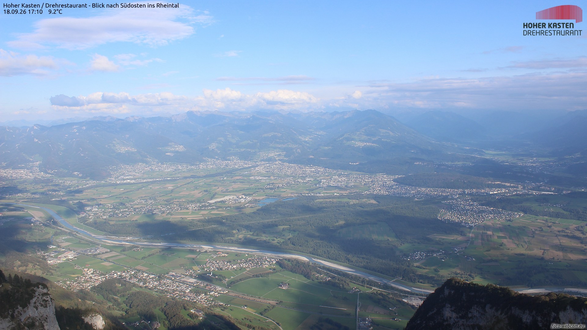 Archiv Foto Webcam Hoher Kasten - Blick ins Rheintal