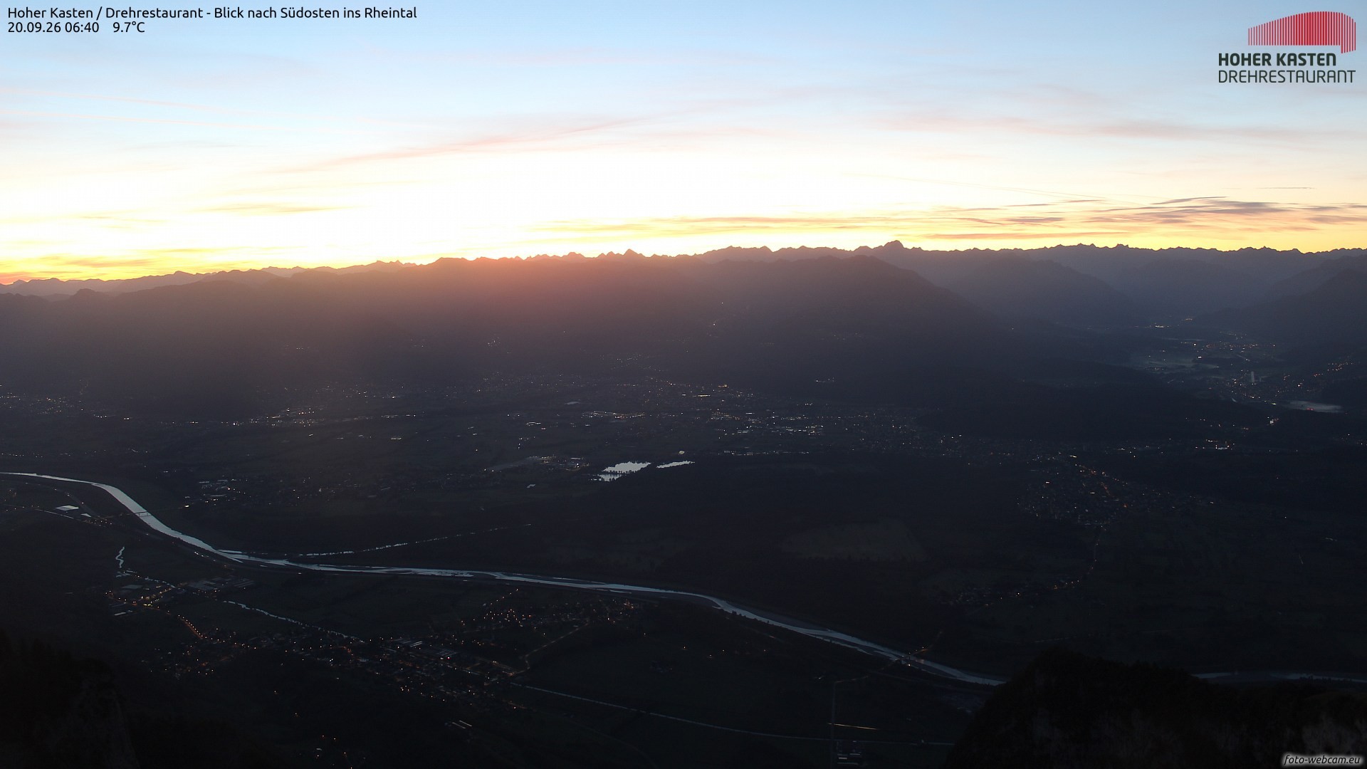 Archived image Webcam Hoher Kasten - View to the Rheintal