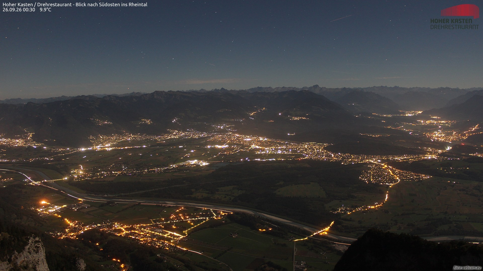 Archived image Webcam Hoher Kasten - View to the Rheintal