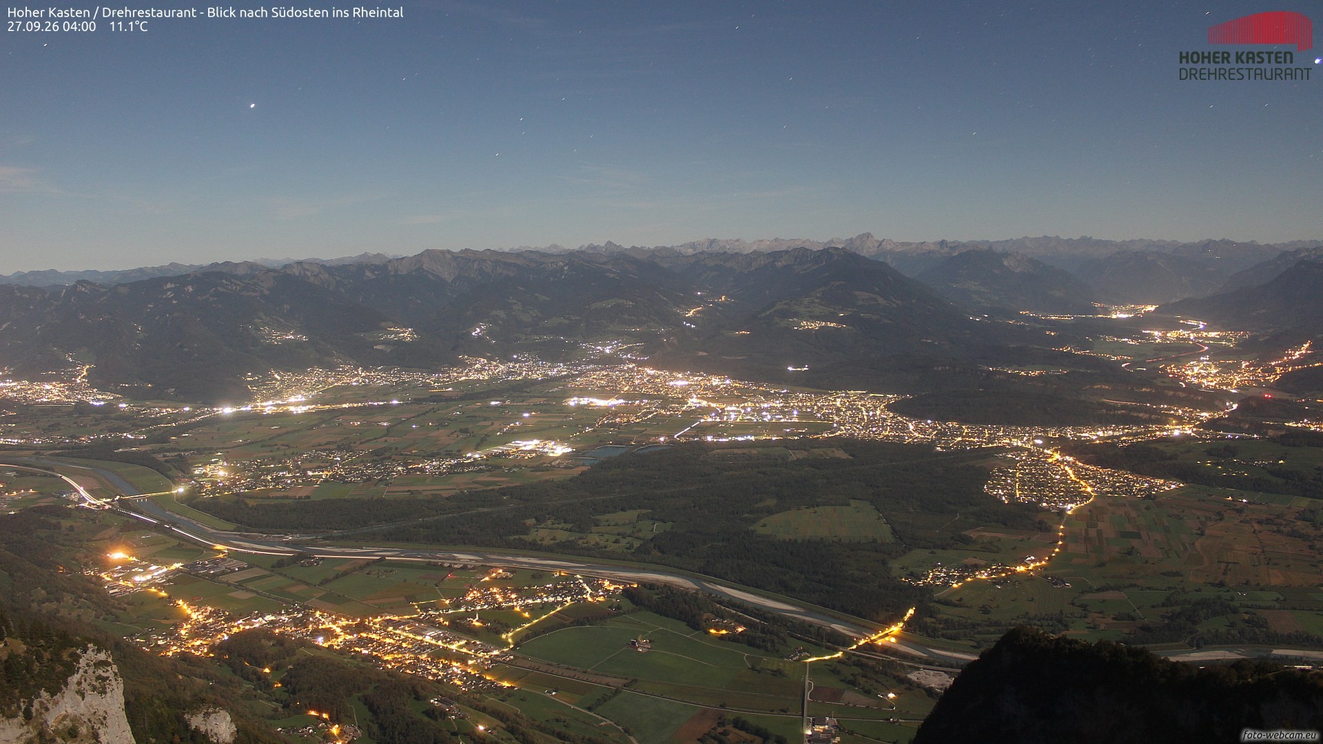 Archiv Foto Webcam Hoher Kasten - Blick ins Rheintal