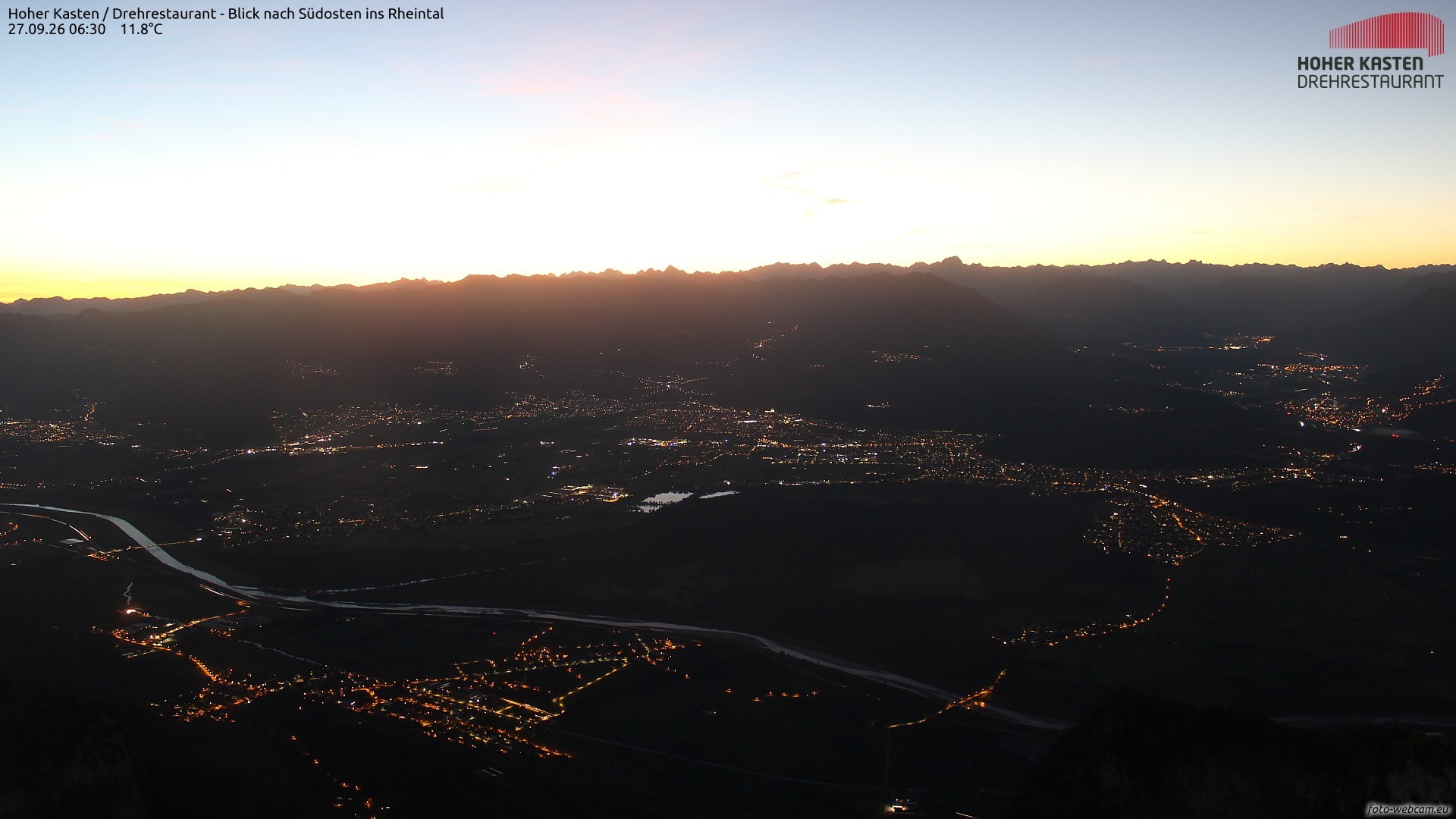 Archiv Foto Webcam Hoher Kasten - Blick ins Rheintal