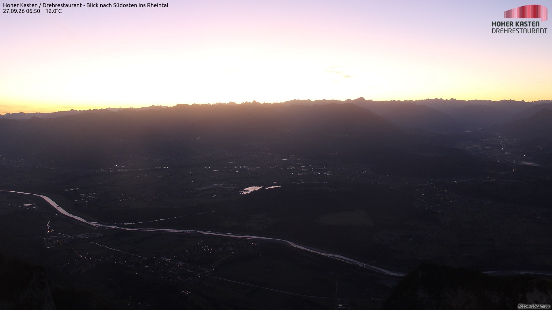 Archiv Foto Webcam Hoher Kasten - Blick ins Rheintal