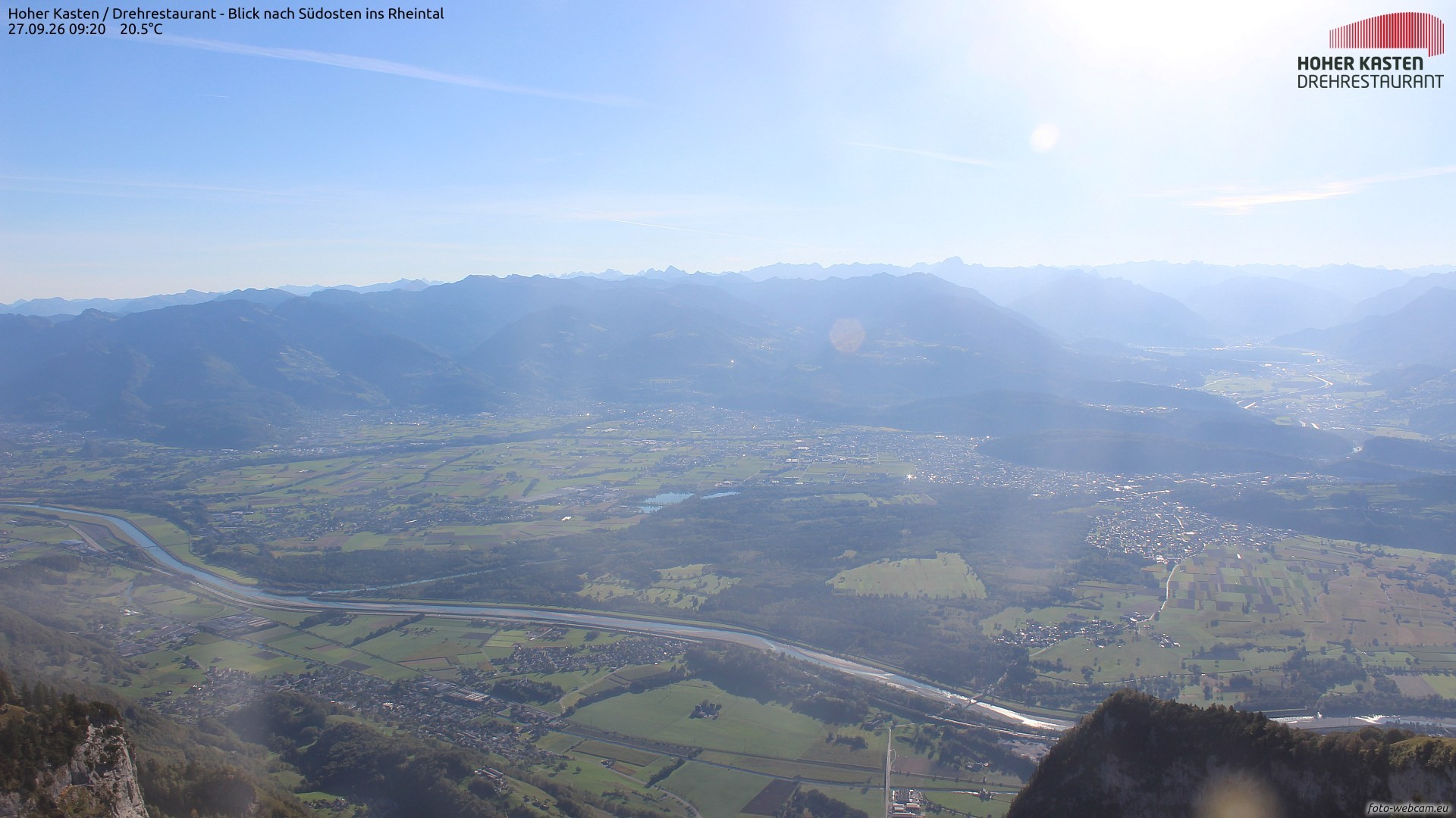 Archiv Foto Webcam Hoher Kasten - Blick ins Rheintal