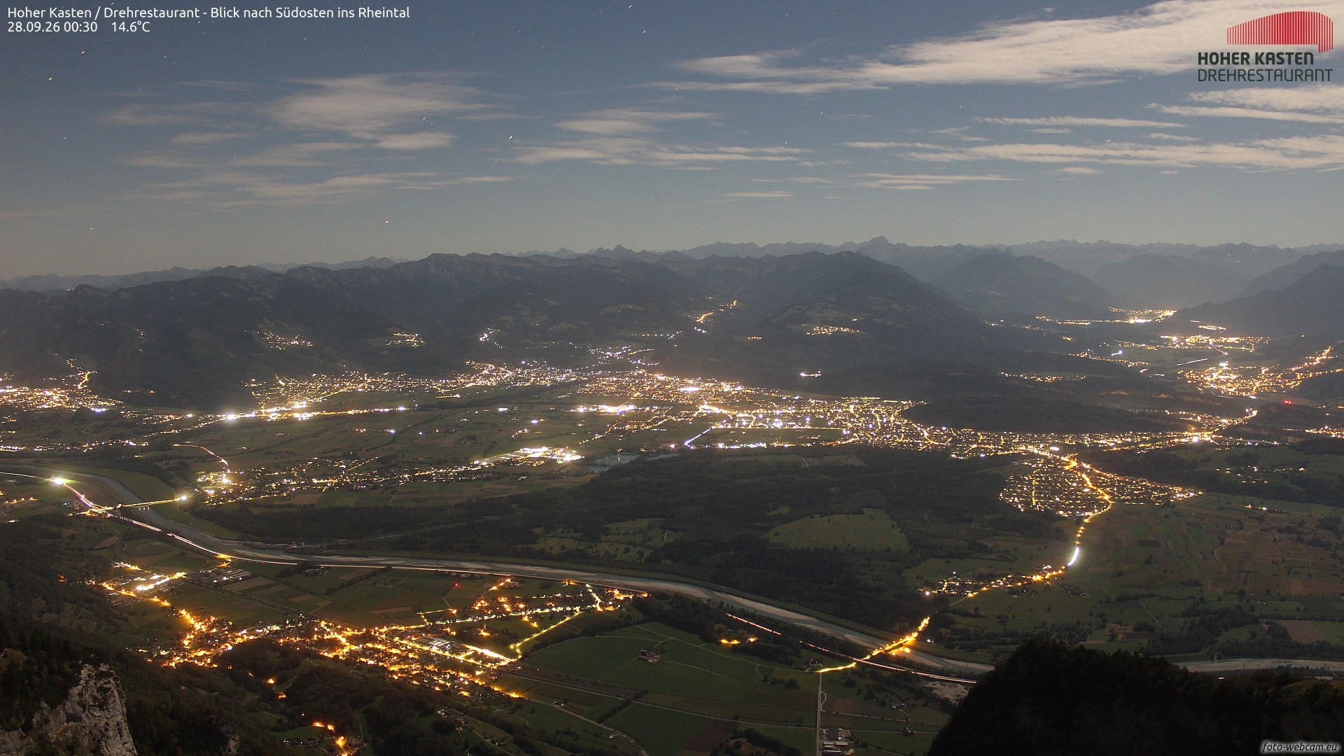 Archiv Foto Webcam Hoher Kasten - Blick ins Rheintal