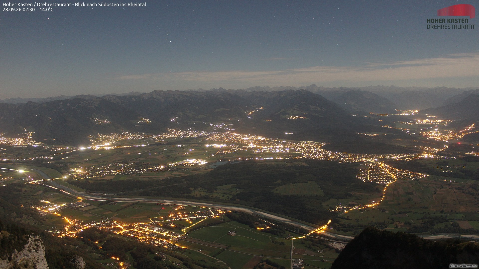 Archiv Foto Webcam Hoher Kasten - Blick ins Rheintal
