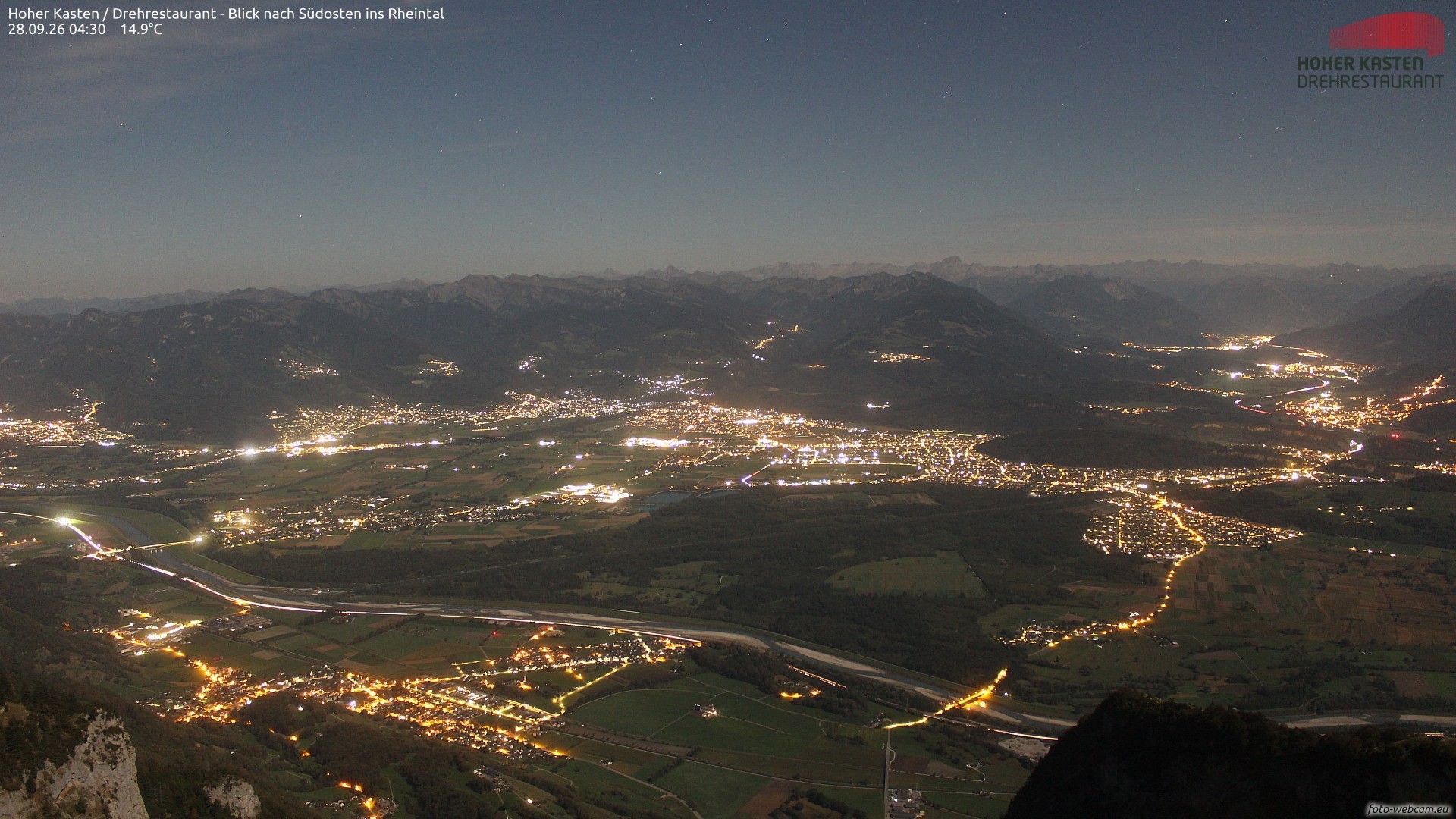 Archiv Foto Webcam Hoher Kasten - Blick ins Rheintal