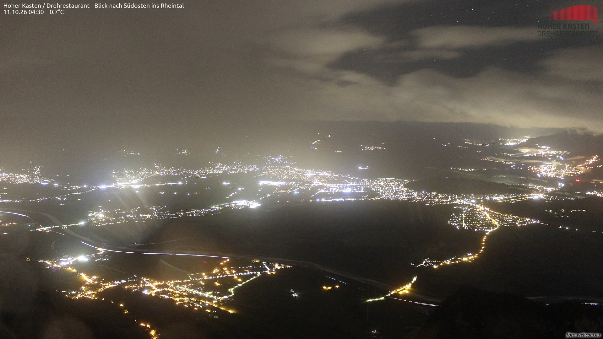 Archived image Webcam Hoher Kasten - View to the Rheintal