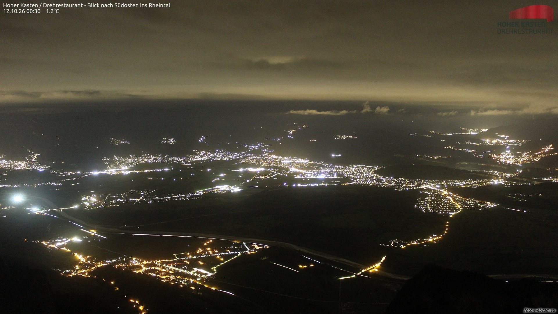 Archiv Foto Webcam Hoher Kasten - Blick ins Rheintal