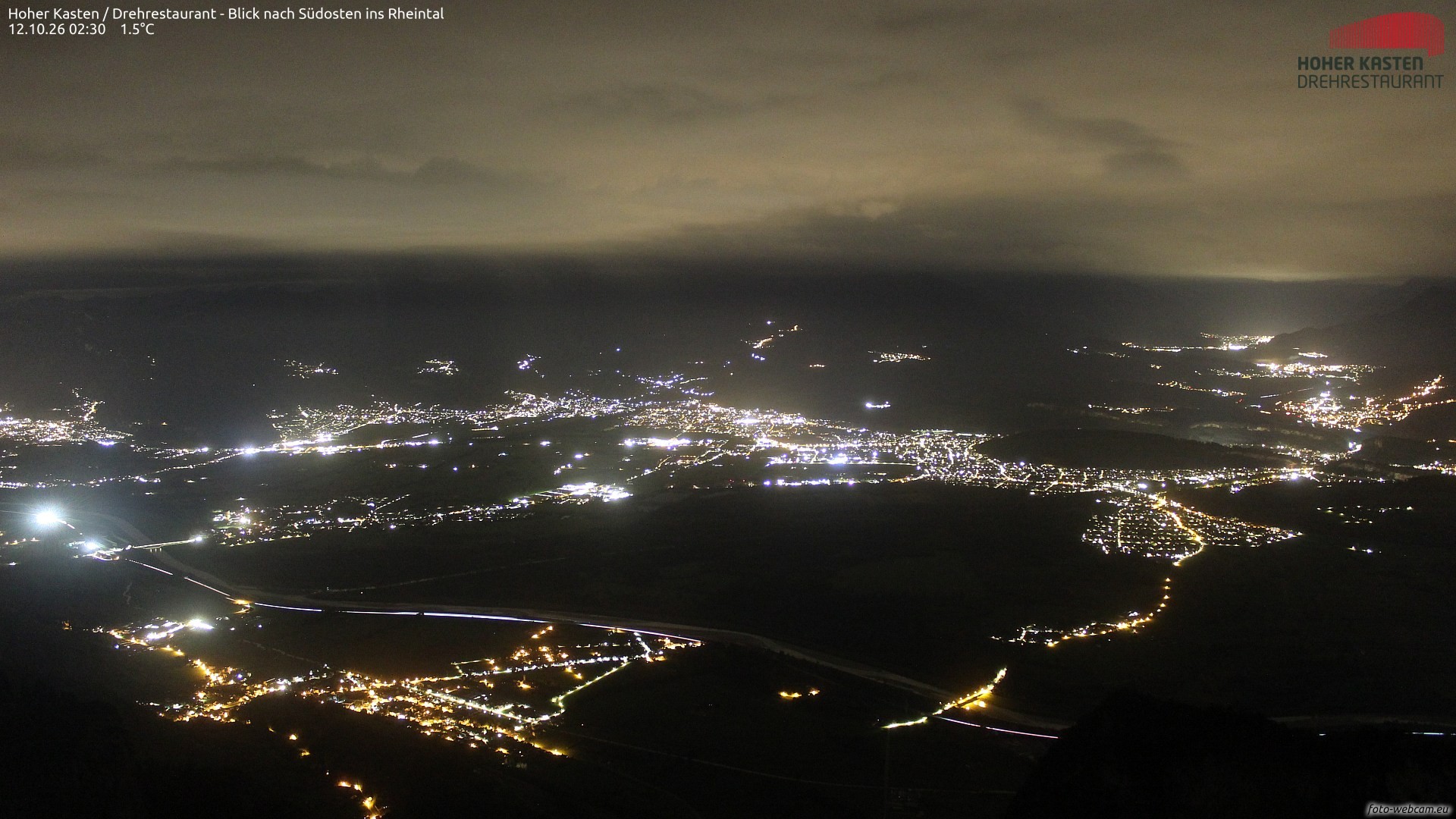 Archiv Foto Webcam Hoher Kasten - Blick ins Rheintal