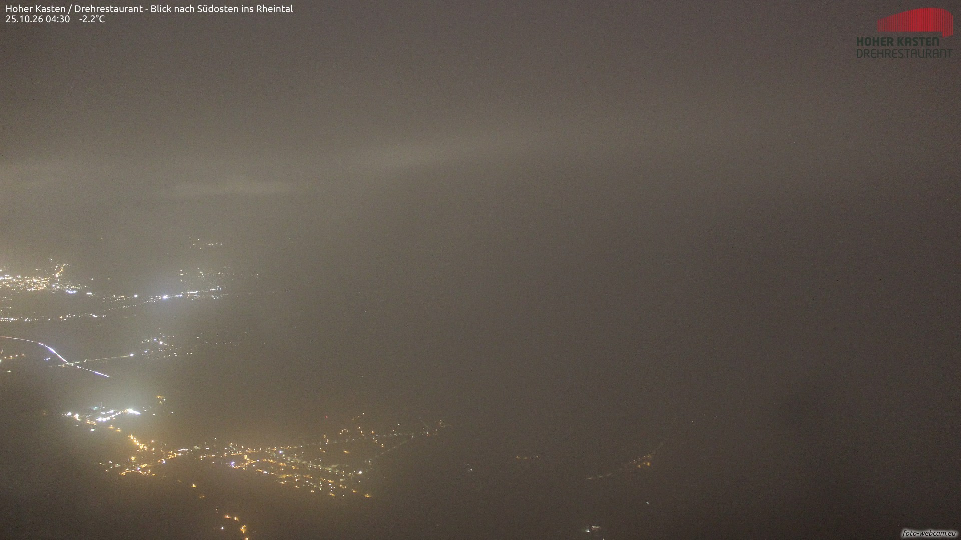 Archived image Webcam Hoher Kasten - View to the Rheintal