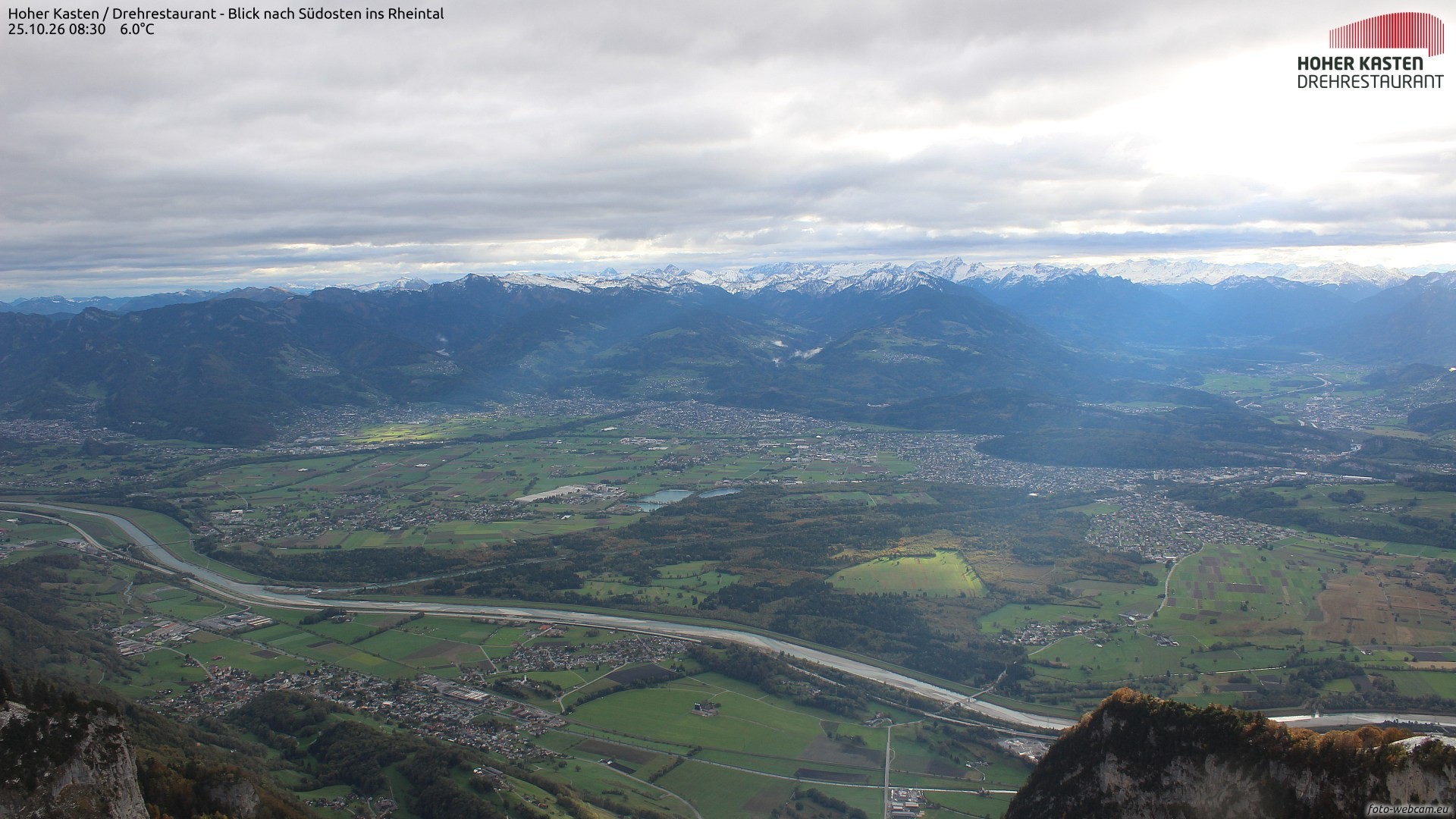 Archived image Webcam Hoher Kasten - View to the Rheintal
