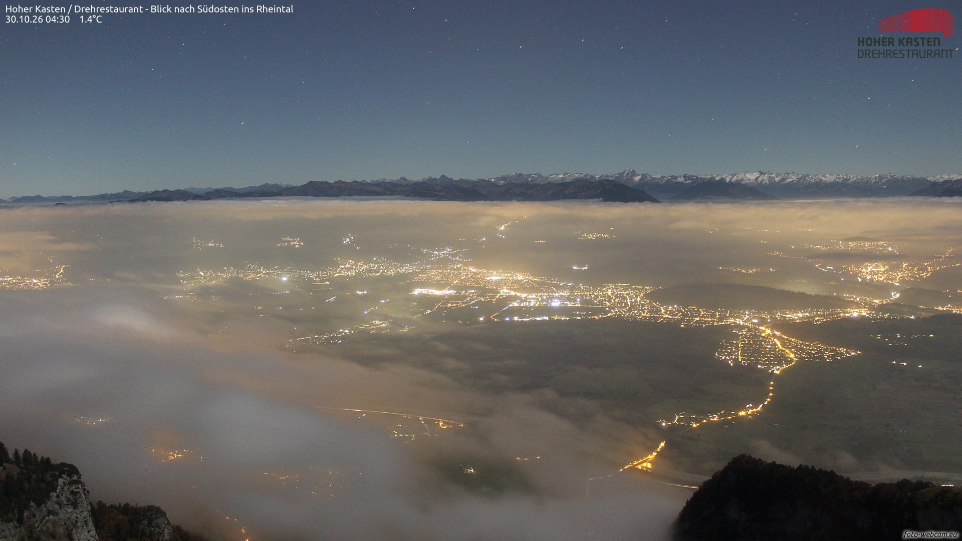 Archiv Foto Webcam Hoher Kasten - Blick ins Rheintal