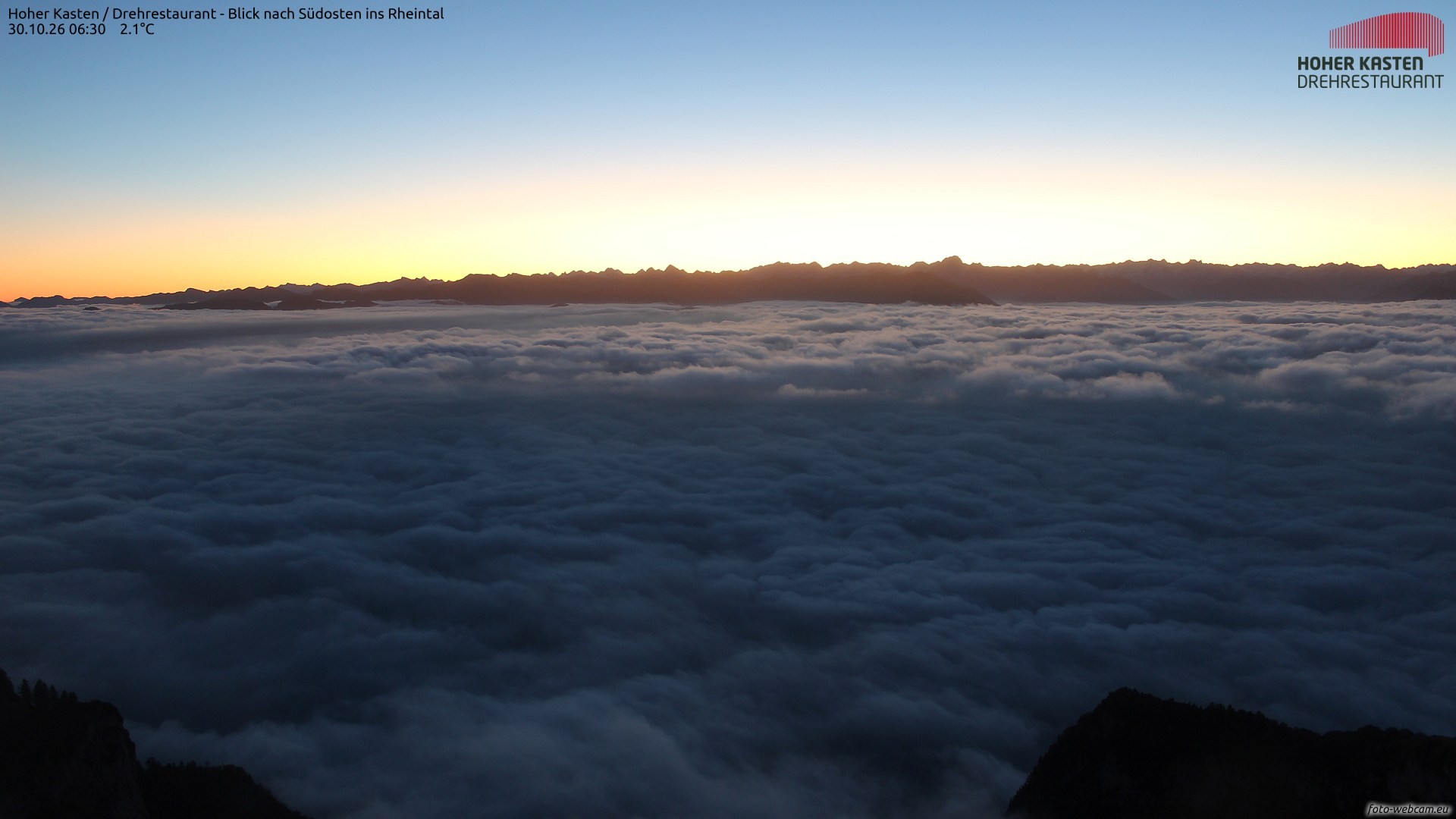 Archiv Foto Webcam Hoher Kasten - Blick ins Rheintal