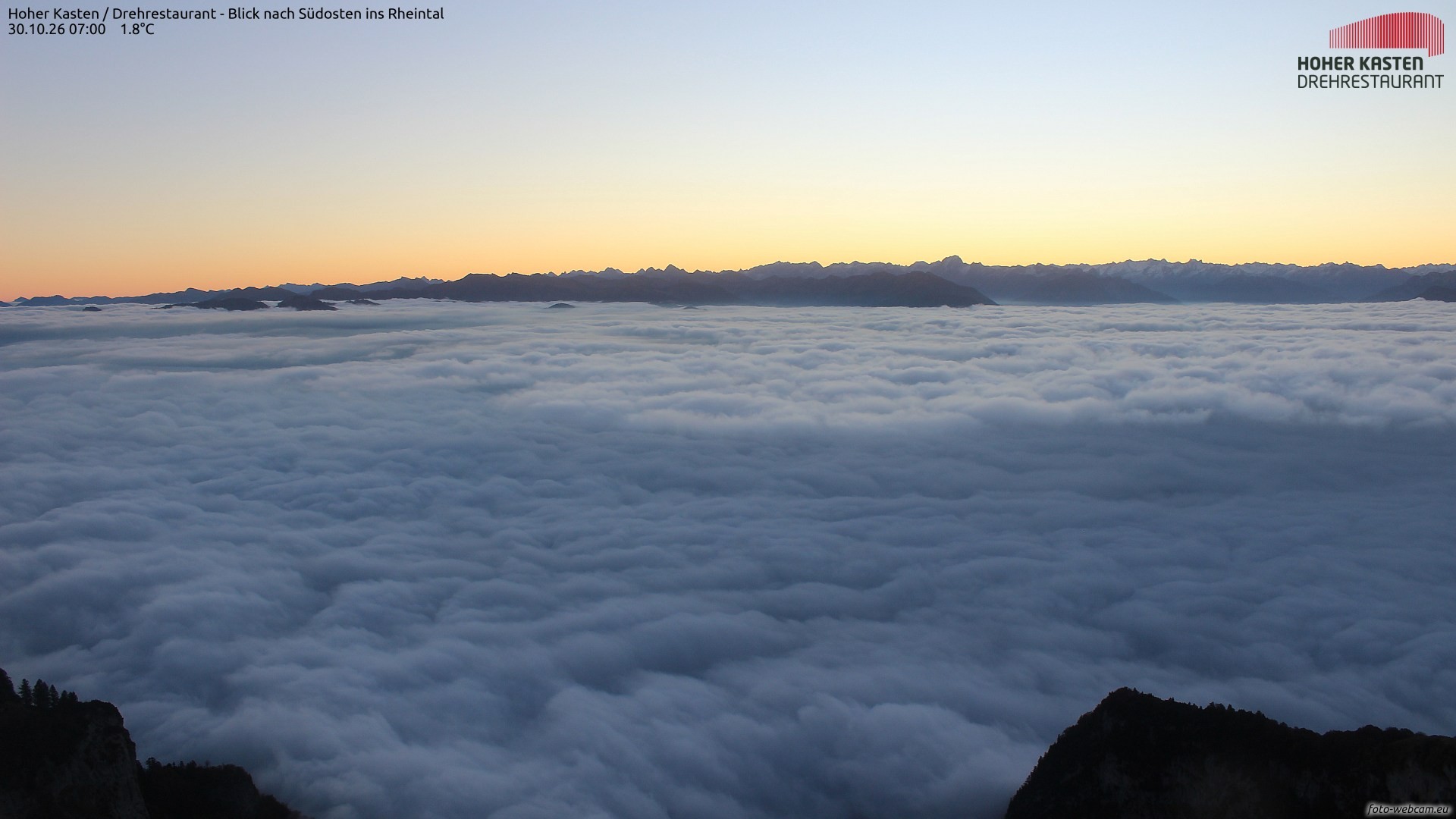 Archiv Foto Webcam Hoher Kasten - Blick ins Rheintal