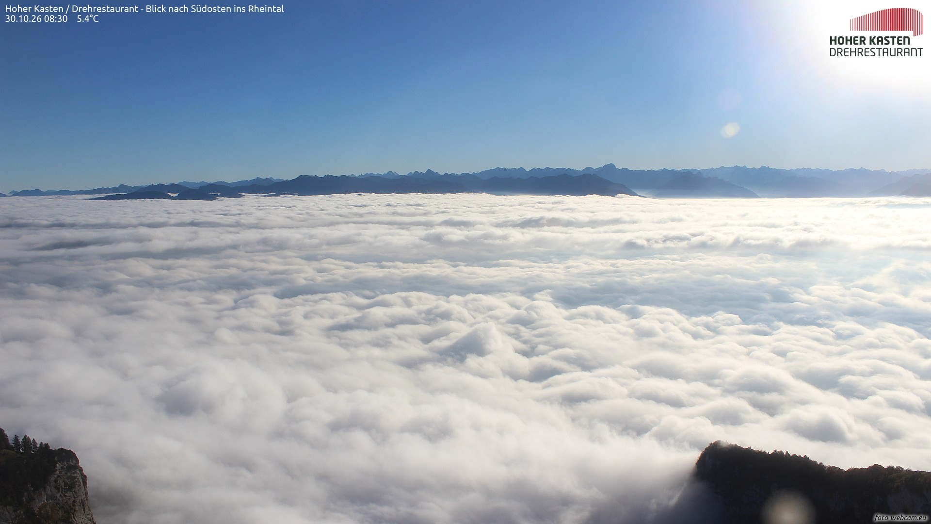 Archiv Foto Webcam Hoher Kasten - Blick ins Rheintal