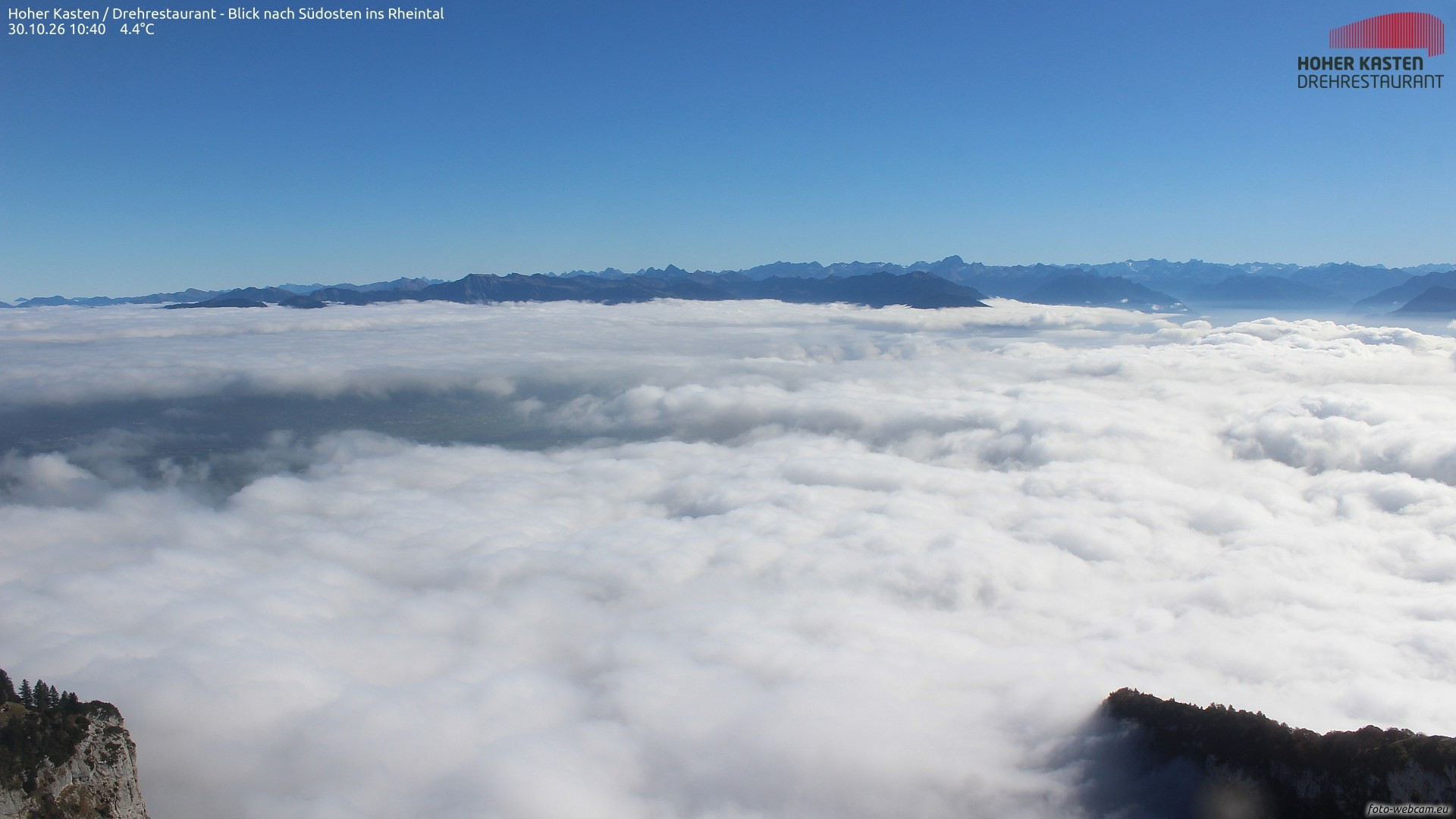 Archiv Foto Webcam Hoher Kasten - Blick ins Rheintal