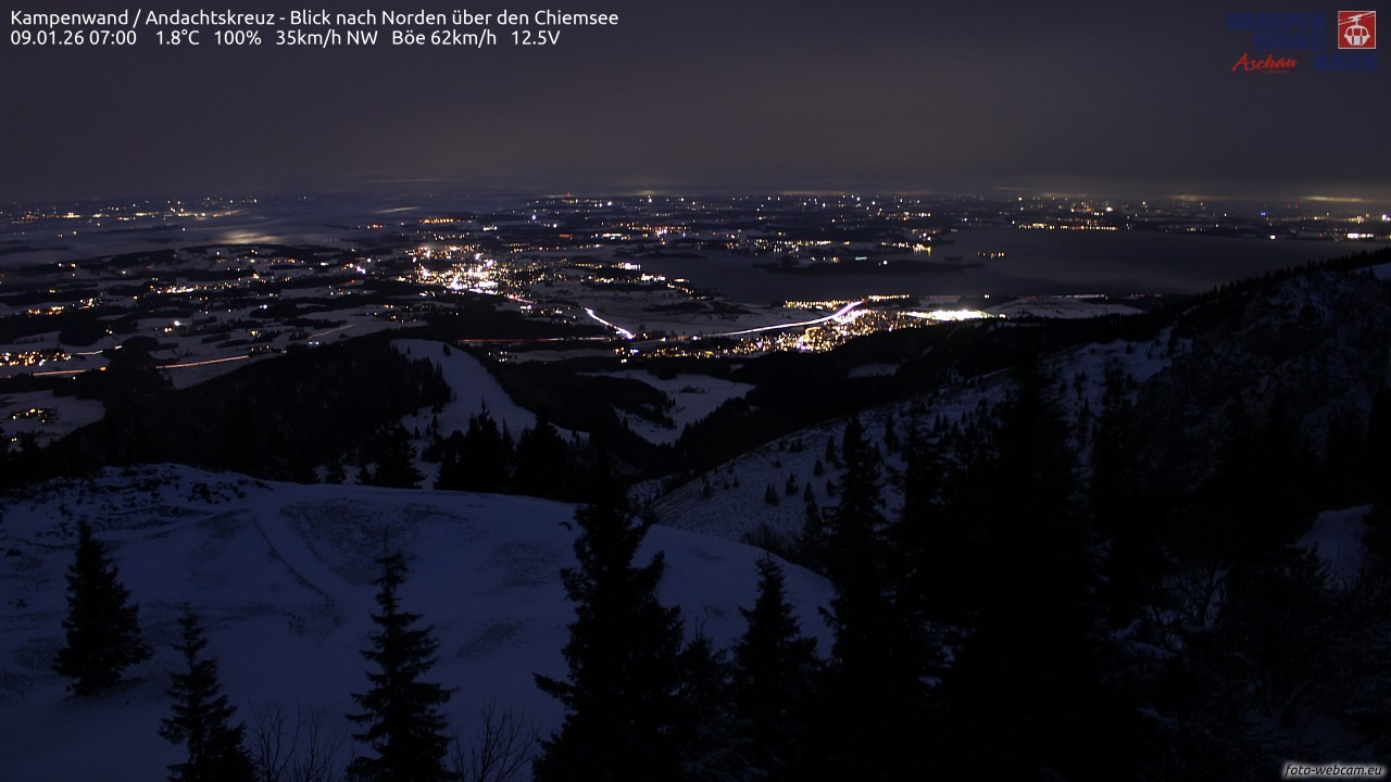 Archiv Foto Webcam Kampenwand - Blick nach Norden über den Chiemsee