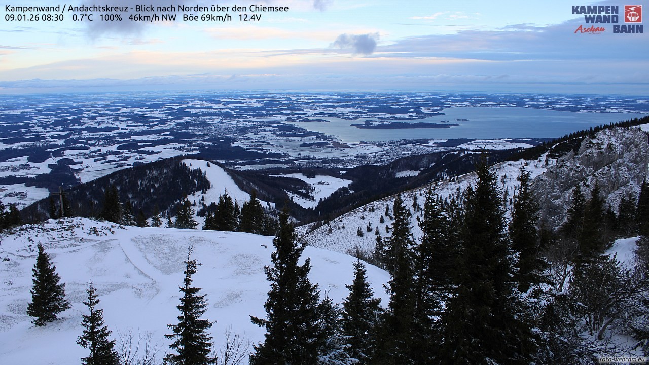Archiv Foto Webcam Kampenwand - Blick nach Norden über den Chiemsee