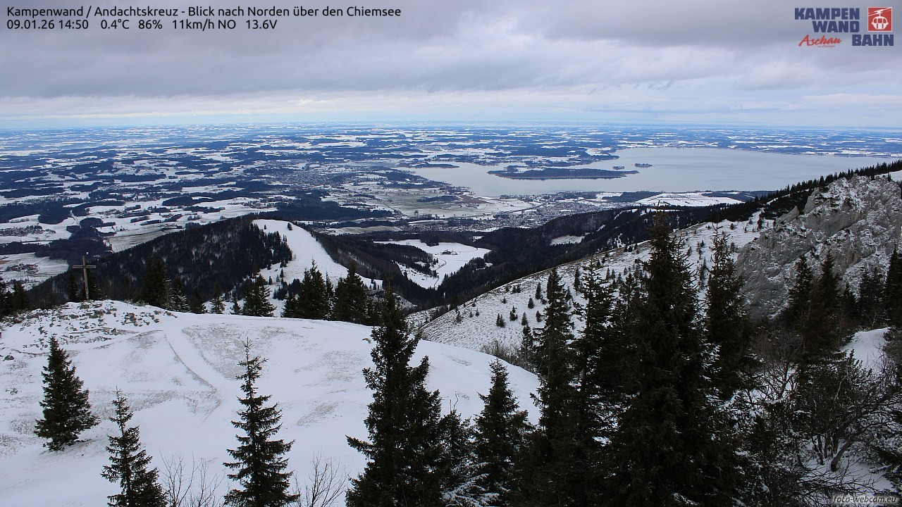 Archiv Foto Webcam Kampenwand - Blick nach Norden über den Chiemsee