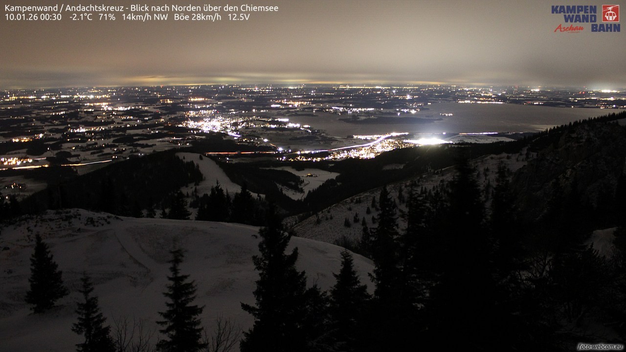 Archiv Foto Webcam Kampenwand - Blick nach Norden über den Chiemsee