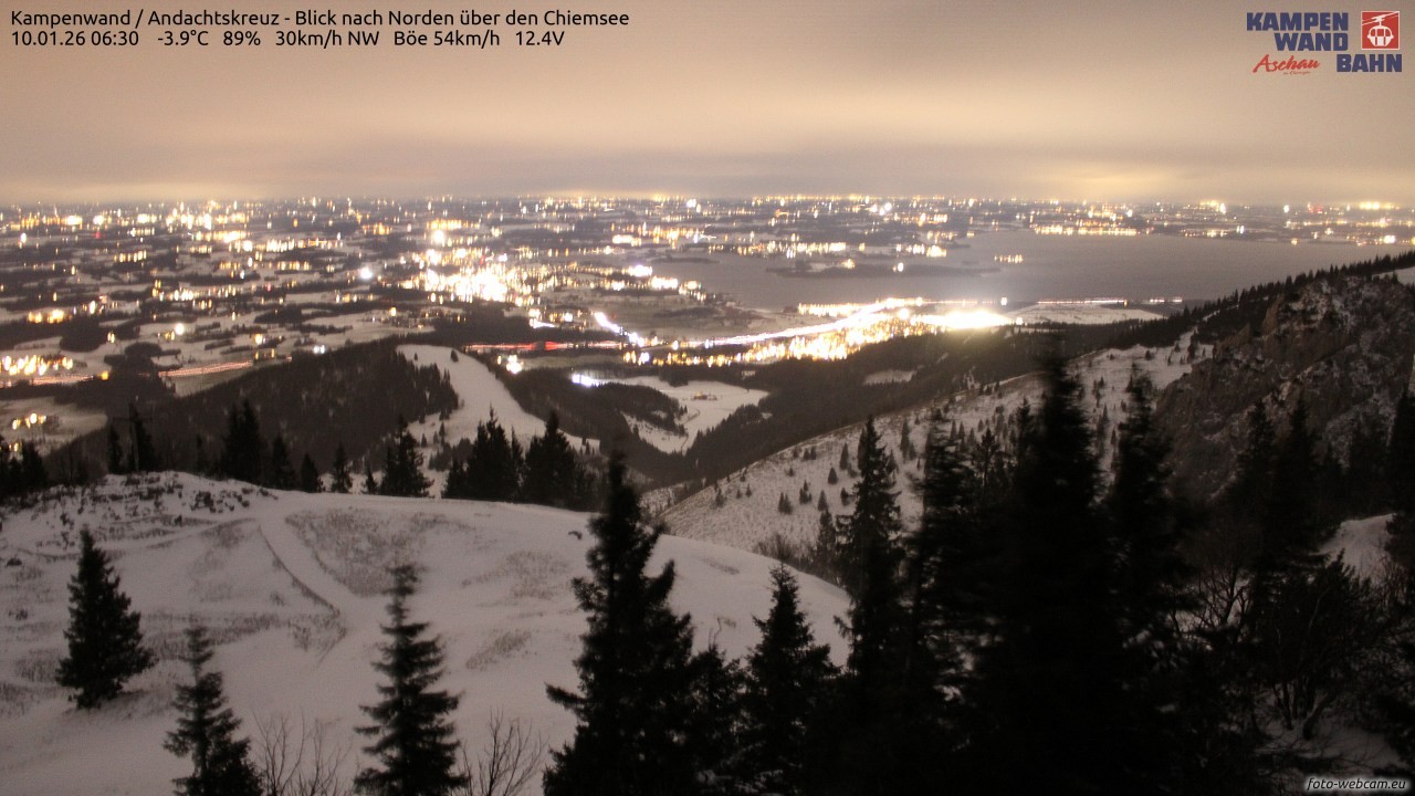 Archiv Foto Webcam Kampenwand - Blick nach Norden über den Chiemsee