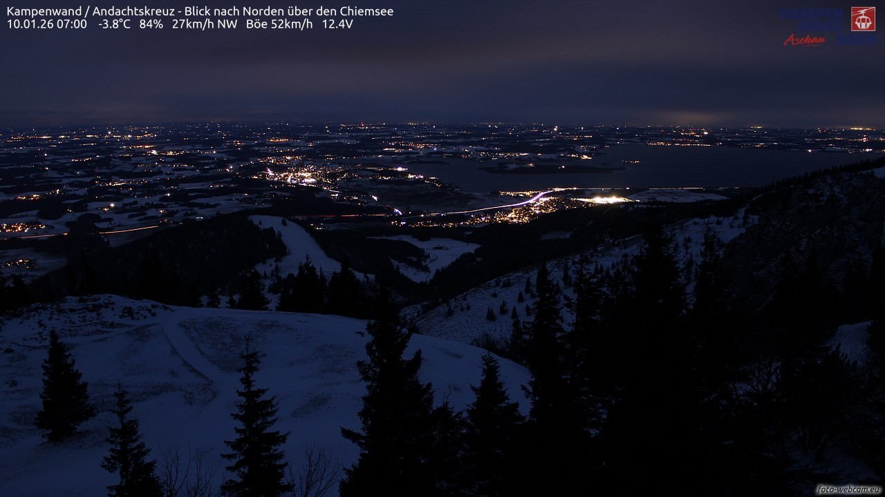 Archiv Foto Webcam Kampenwand - Blick nach Norden über den Chiemsee