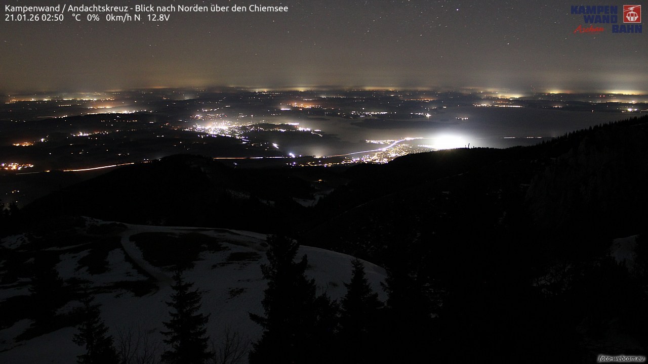 Archiv Foto Webcam Kampenwand - Blick nach Norden über den Chiemsee