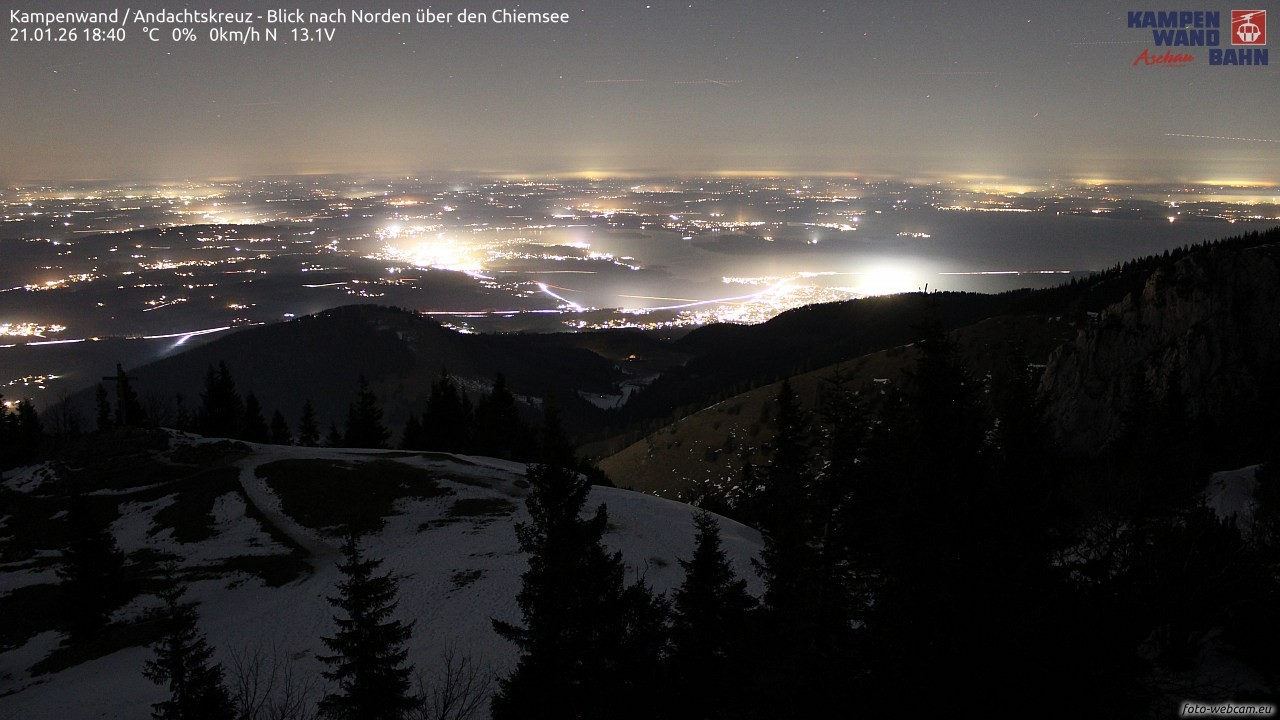 Archiv Foto Webcam Kampenwand - Blick nach Norden über den Chiemsee